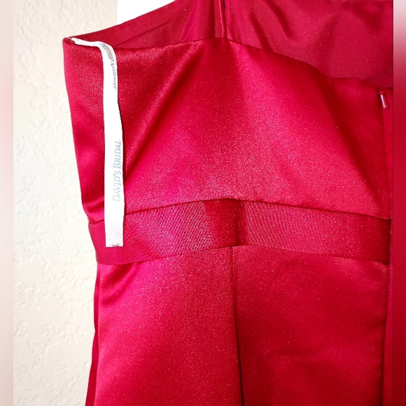 David's Bridal Wear Candy Apple Red Tea Length Formal Size 18 - Picture 5 of 7